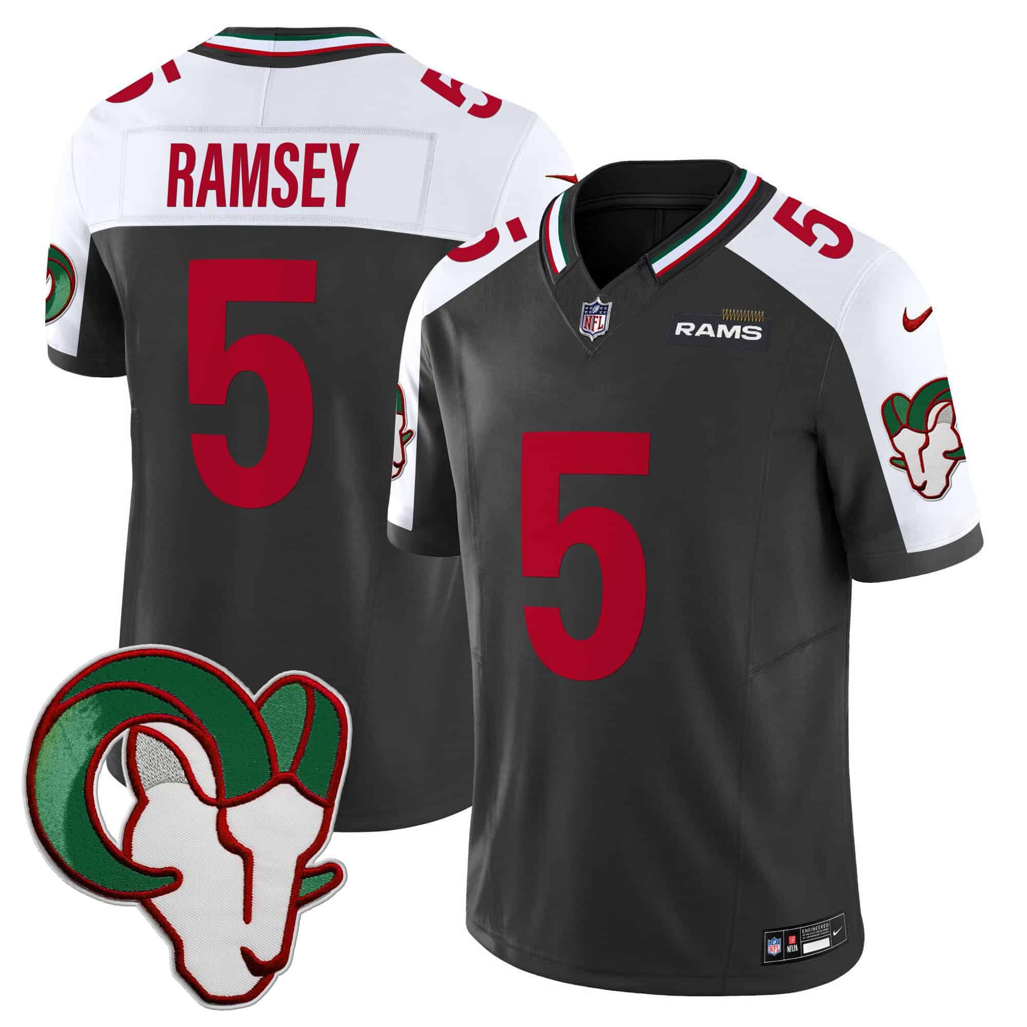 Men Los Angeles Rams 5 Ramsey Black 2024 Nike Mexico Vapor Limited NFL Jersey style 1